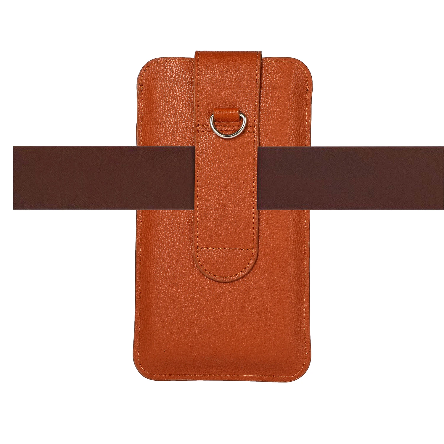 Premium PU Leather Phone Pouch with Belt Clip and Keychain