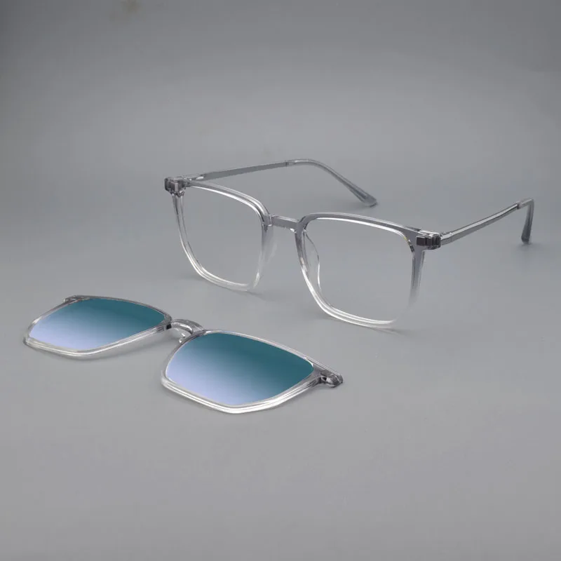 Transparente Brille Magnet Sonnenbrille Clip gespiegelt Magnet clip auf Brille rosa Rezept Myopie Brille Rahmen lila