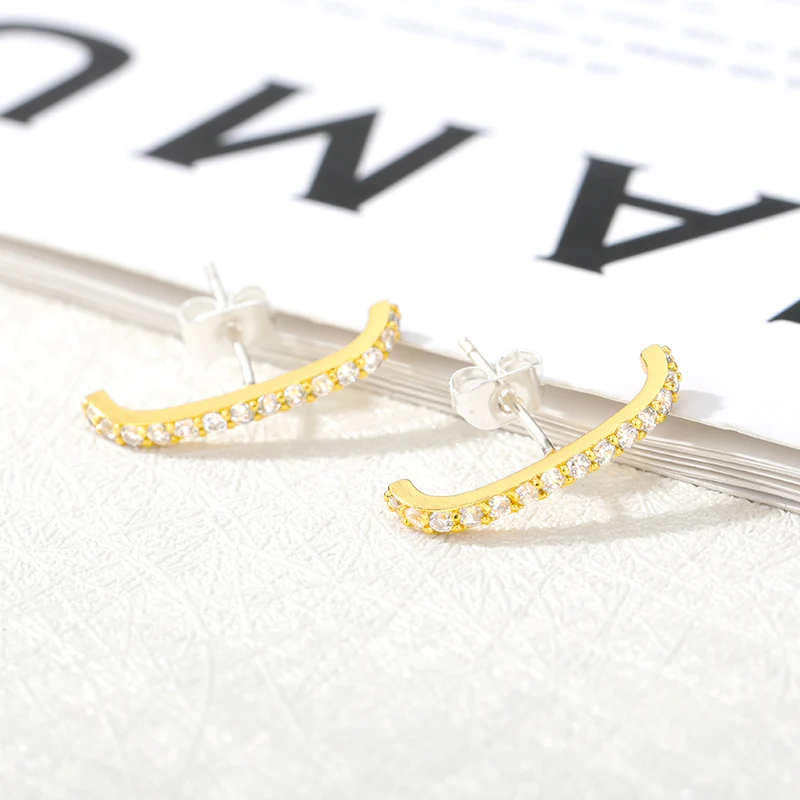 Zircon Minimalis Earrings Gold Color Stainless Steel