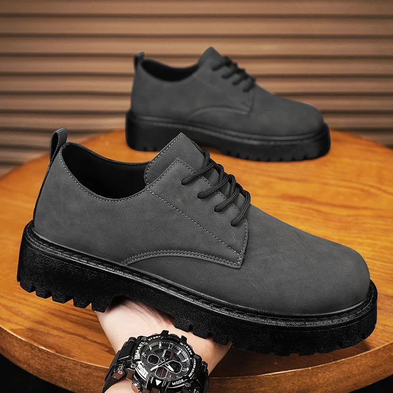 Yellow Men's Casual Work Shoes Big Toe Oxford Shoes Retro Brogue Shoes For Men Youth Fashion Business Leather Shoes Men Shoes 4