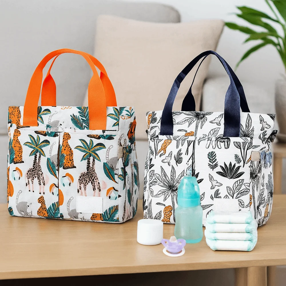 Fashion Printed Mommy Bag Wide Opening Large Capacity Baby Nappy Bag Lightweight Waterproof Baby Diaper Bag for Babies