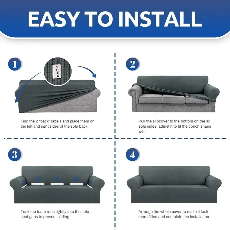 1/2/3/4 Seater Stretch Slipcover Sofa Elastic Cover Jacquard Slipcover Covers for Couch L Shape Sofa 2024 Living Room 6