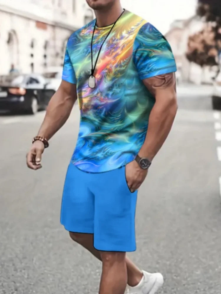 Trendy Suits for men Men's Summer Shorts Set Gym Outfit Student Short Sleeve Tee Set Tracksuits Men Casual Men Clothing Sprint