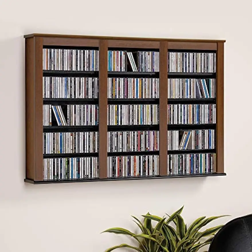 

Triple Wall Mounted Storage Cabinet, Cherry and Black