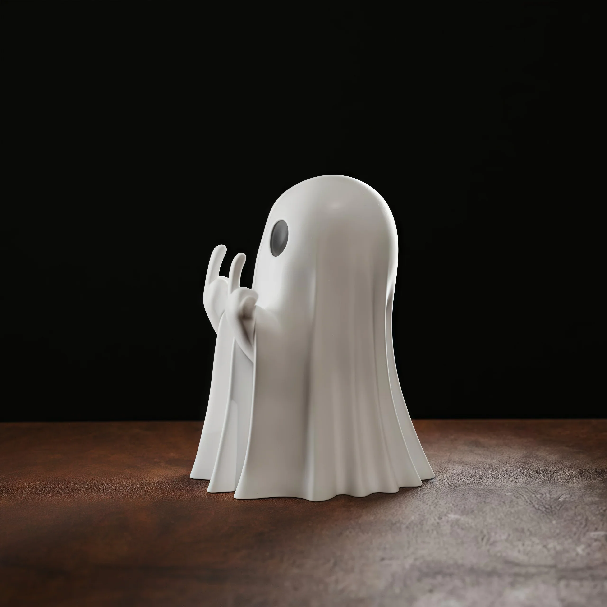 Cute Middle Finger Ghost Statue Halloween Home Table Decor_voghion.com