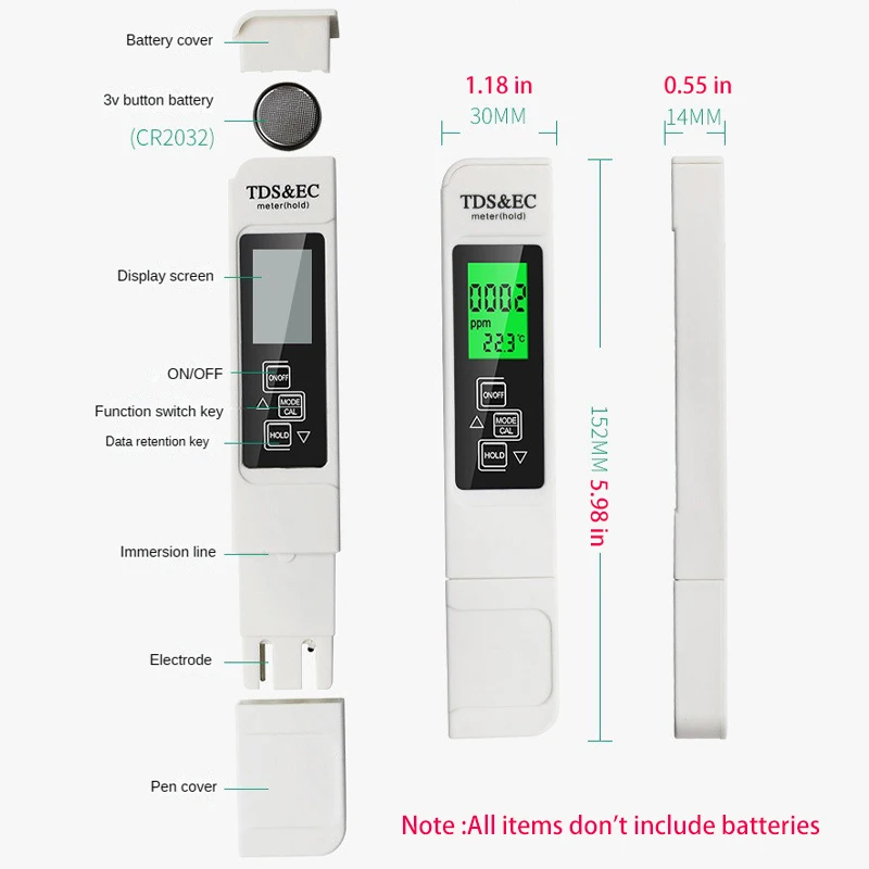 3 in 1 Digital PH /TDS/ EC Meter Tester Thermometer Pen Water Purity PPM Filter Hydroponic for Aquarium Pool Water Monitor Tools water tester,ph meter,water quality detector