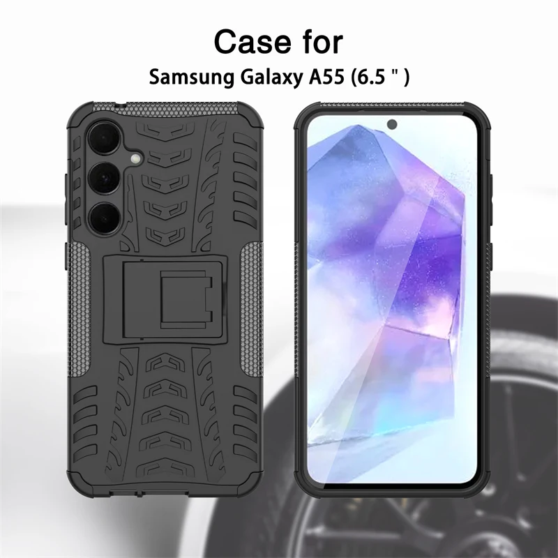 Per Samsung Galaxy A55 Custodia Armor Stand Gomma Cavalletto Paraurti Coque Custodie Per Samsung Galaxy A55 Cover Posteriore Per Samsung A55