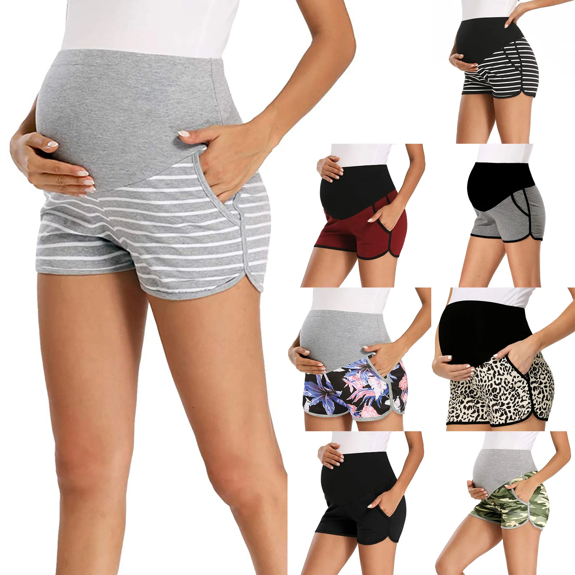 2023 Summer Maternity Booty Shorts Women Short Patchwork Casual