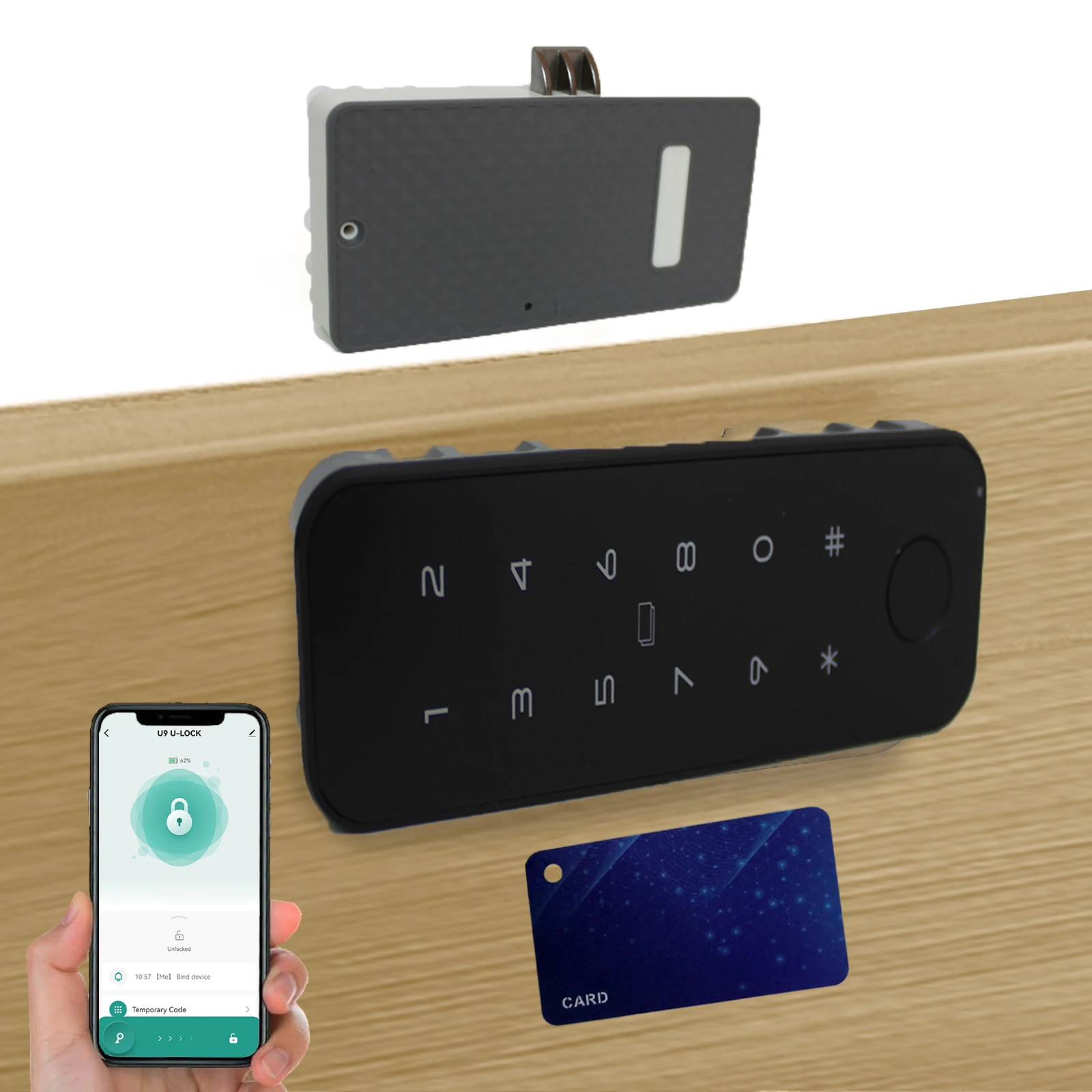 HIFAM Combination Cabinet Lock, Smart Fingerprint Drawer Lock Fingerprint Password RFID Card Bluetooth APP 4 in 1 Cabinets locks