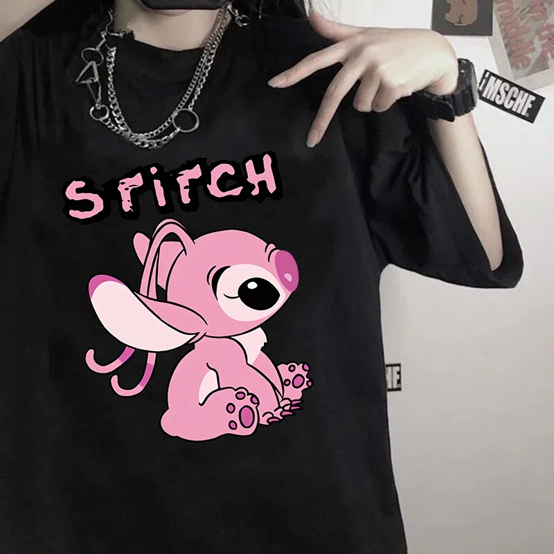 

Disney Kawaii Lilo Stitch Funny Cartoon T Shirt Women Stitch Cute Manga T-shirt Y2k Graphic Tshirt Streetwear Top Tees Female