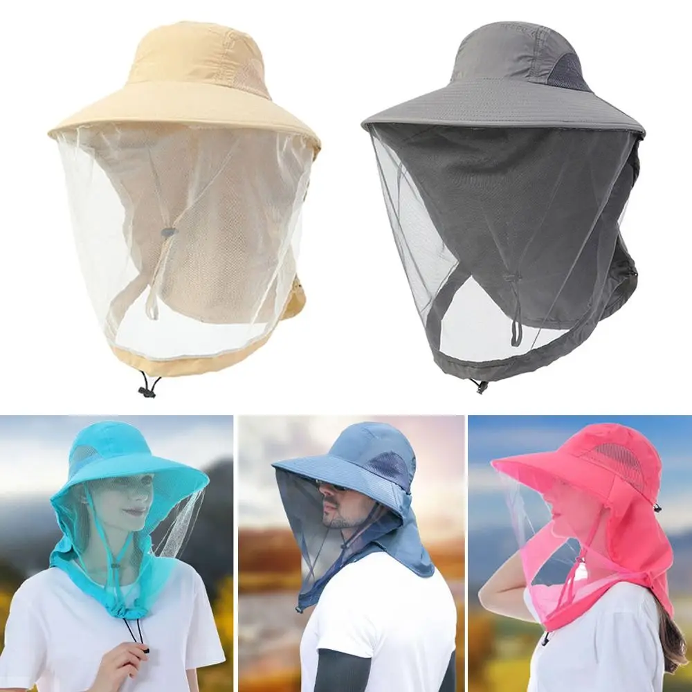 

Men Women Outdoor Jungle Farm Bucket Hat Mosquito Hat Insect Proof Cap Fishing Sun Cap