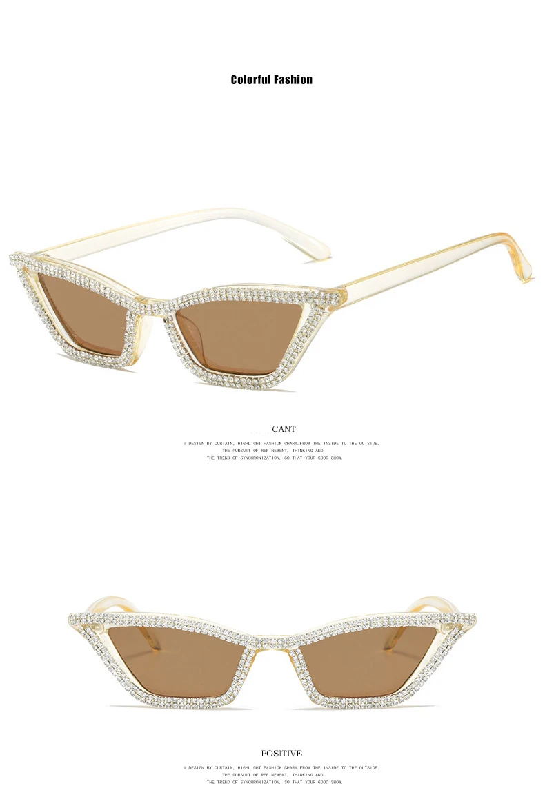 Speziell geformte Cat-Eye-Mode-Sonnenbrille, trendige Nischen-Hip-Hop-Sonnenbrille mit Dimond für Damen 2154 – Detail 8