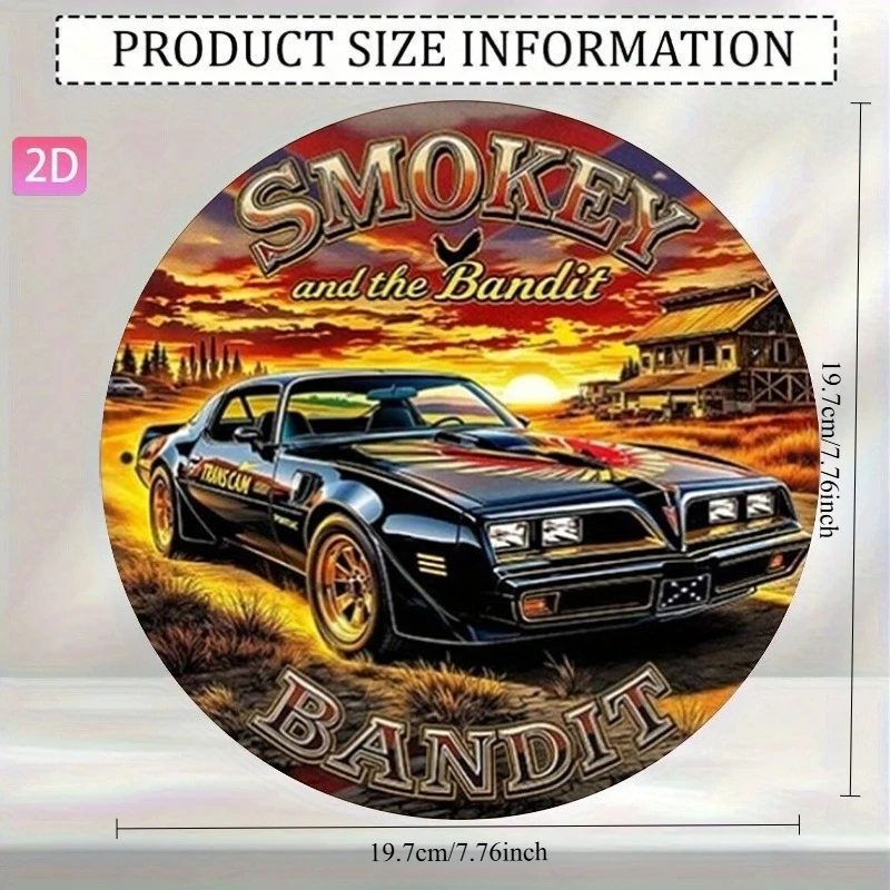 스모키와 밴디트(Smokey and Bandit) 레트로 스포츠카 알루미늄 벽 장식판(정원, 주방, 방, 야외, 차고, 카페, 레스토랑 및 예술 장)