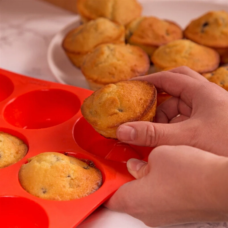 Stampo in silicone per muffin, riutilizzabili, utilizzabili per torte, crema, budino, 12 pezzi antiaderente in silicone, 6 colori