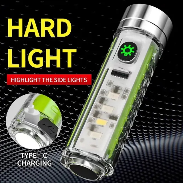 USB C Rechargeable LED Flashlight LED MINI Keychain Light with Tail Magnet Uv Light Multifunction Portable Torch Camping Lights 1