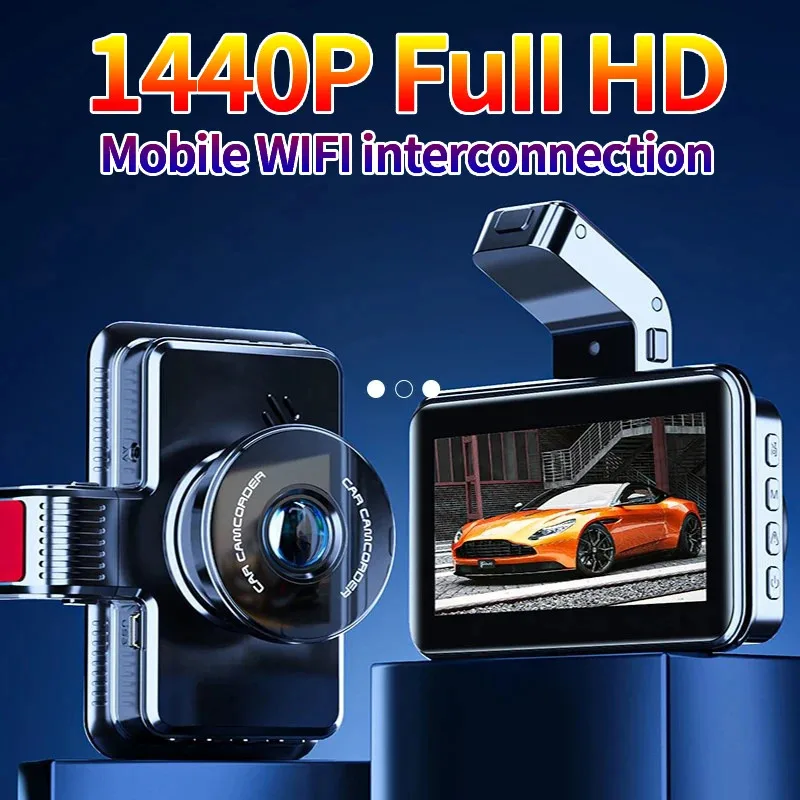 

Car DVR Dashcam IPS Wifi Dual Lens Auto GPS FHD 1440P Parking Monitoring Camcorder HDMI Rear Camera G-Sensor Registrator