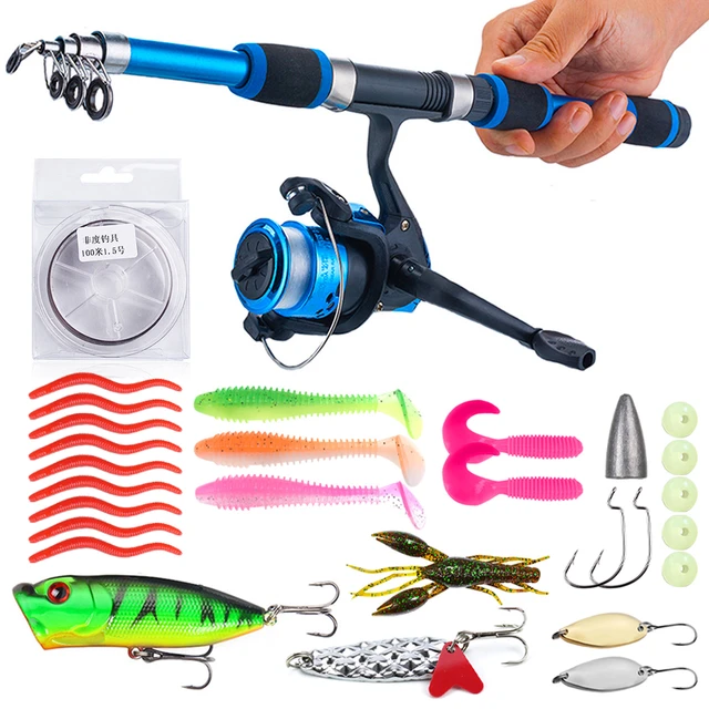1.8m Telescopic Fishing Rod and Fishing Reel with Fishing Line