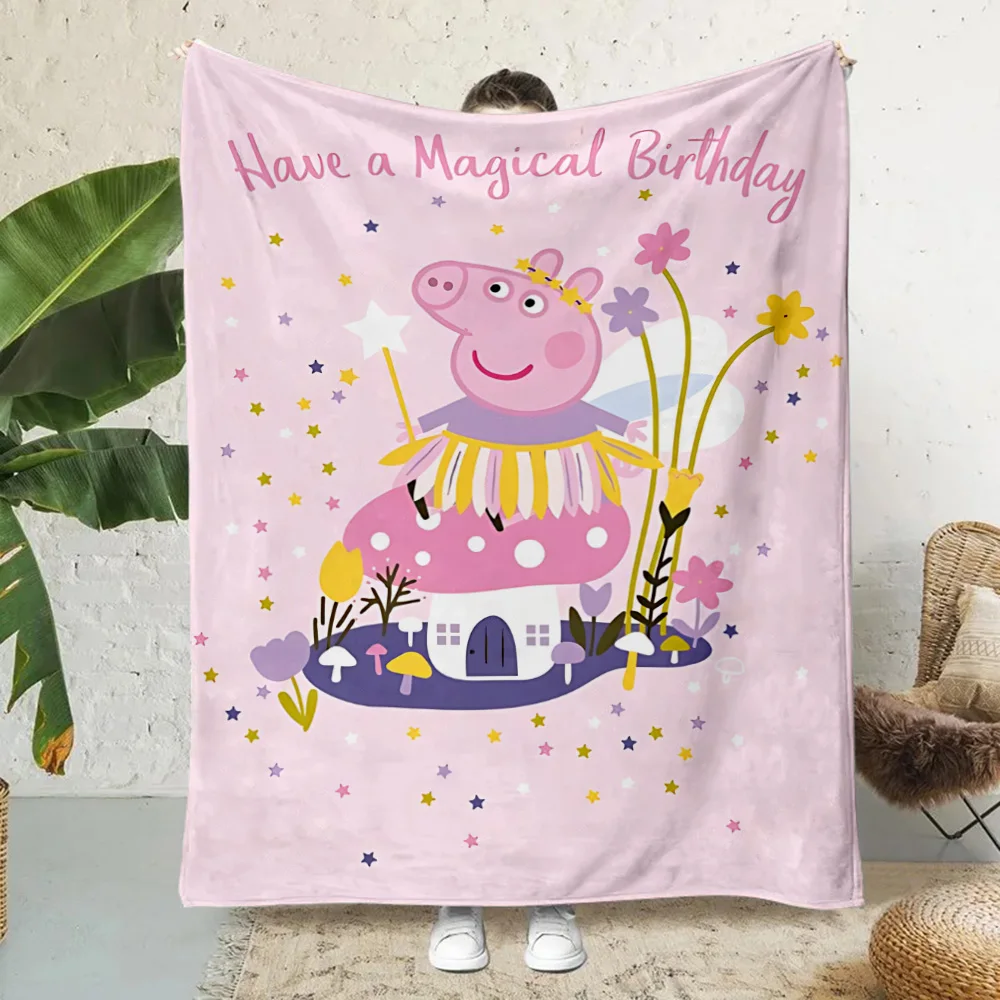 Cartoon P-Peppa Pigs Printed Blanket Picnic Blankets Warm Blanket Soft and Comfortable Blanket Home Travel Birthday Gift 4
