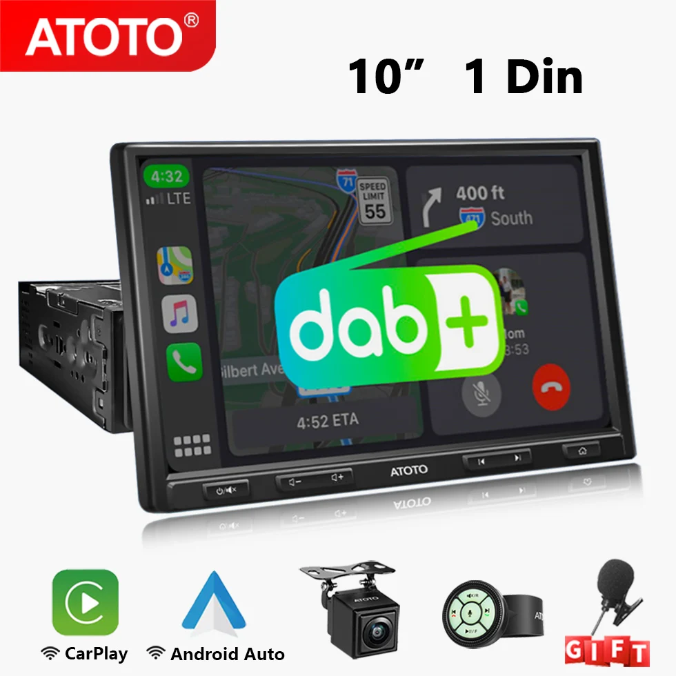 DAB/DAB+ Autoradio 1 Din Eingebautes Carplay Und Android Auto Radio 1