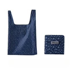 Foldable Reusable Eco - Friendly Grocery Tote with Striped Dots Design, Large Capacity & Portable - 33x42cm (AA01)