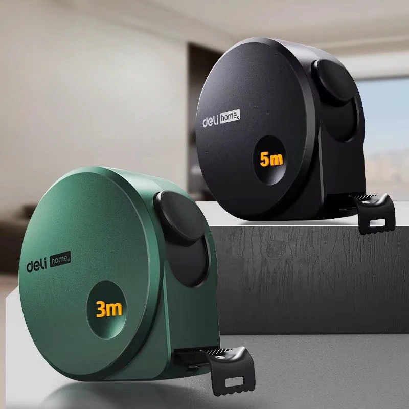 Ruban à mesurer en acier noir Deli 3/5M, résistant aux chutes, résistant à l'usure, épaissi, outils de mesure portables