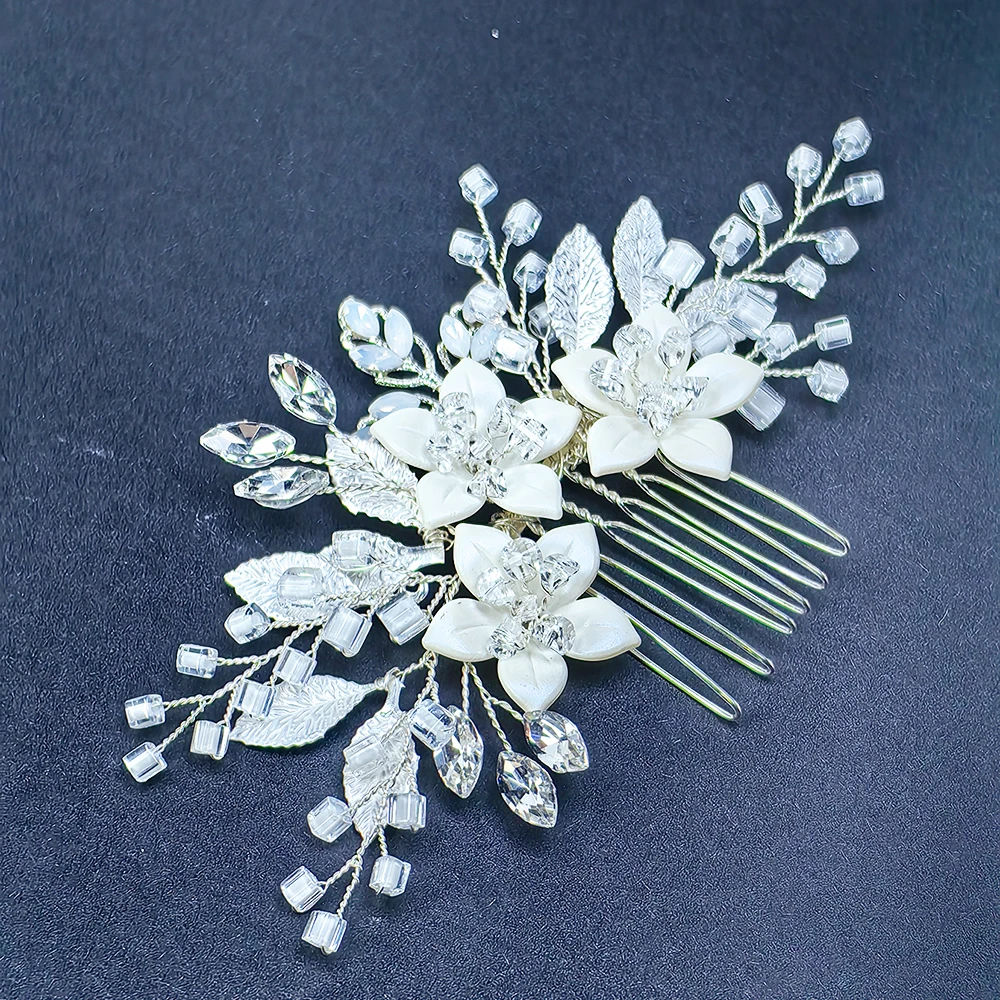 Wedding Hair Comb Clip Bridal Crystal Wedding Hair Accessories for Brides and Bridesmaid Silver