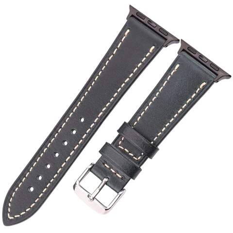 Leather Loop Bracelet Belt For Apple Watch Band Strap 44mm 42mm 40mm 38mm SE Series 6 5 4 3 2 1 Cowhide Watchbands