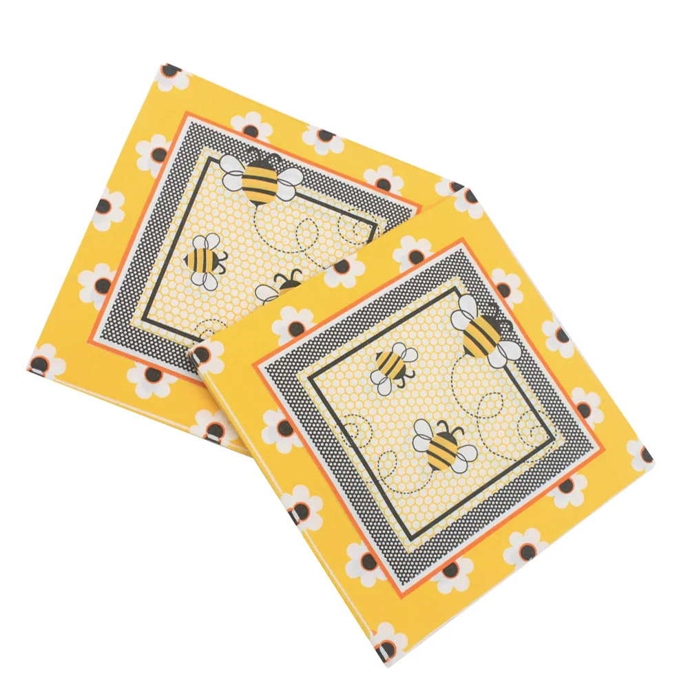 

40 шт., бумажные салфетки с принтом пчелы