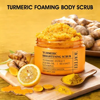 Scrub Corpo alla Curcuma - Esfoliante Naturale per Corpo, Viso, Mani e Piedi, Idrata Delicatamente e Illumina la Pelle per Tutti i Tipi di Pelle