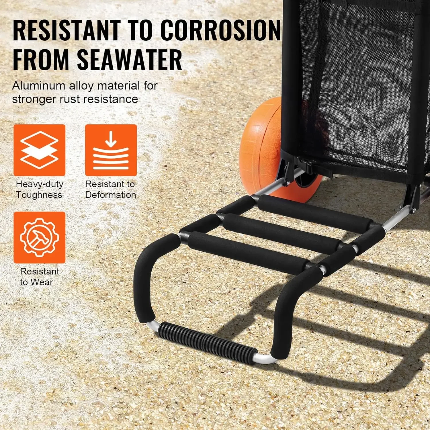 Folding Beach Dolly with Big Wheels,165LBS Loading Capacity 4