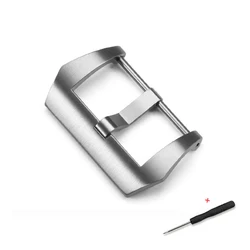 Premium Stainless Steel Watch Band Buckle with Clasp and Screw Pin - 18mm (Silver brushed)