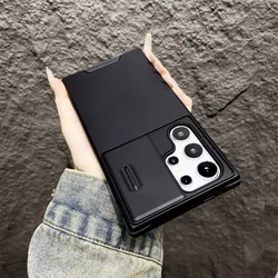 Deluxe Armor Phone Case with Camera Sliding Protection Cover - Samsung S22 Plus (Black)