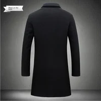 Manteau Long en coton pour hommes, mélange de laine, couleur Pure, décontracté, mode Business, vêtements pour hommes, veste coupe-vent Slim, nouvelle collection printemps automne 2024 3