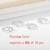 Zircon Initial A-Z Letter Rings For Women Stainless Steel Adjustable Opening Ring Name Alphabet Female Wedding Jewelry Gift - Image 6