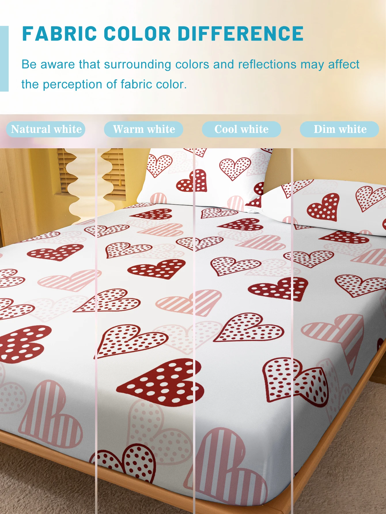 1 Simple modern Heart-Shaped Geometry printed matte Fitted Sheet, bedroom printed bed cover, bedding (excluding pillowcases) 4