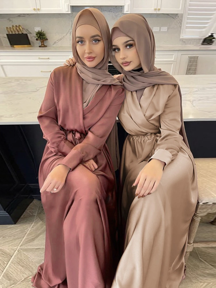 IBAKOM Abaya Lunga Donna Musulmana – Caftano Con Ricami Floreali E Maniche A Pipistrello – Vestito Da Preghiera Ramadan