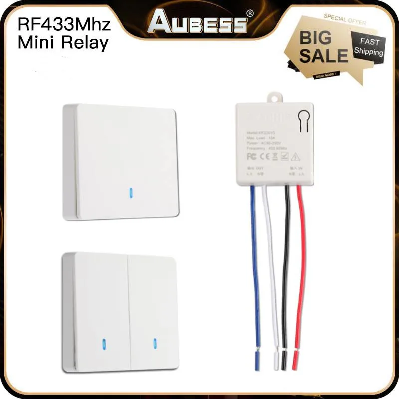 Wireless Light Switch 1/2 Gang Universal Wireless Smart Switch Light RF 433Mhz Wall Panel Switches Remote Control Led Light Lamp Fan Switch