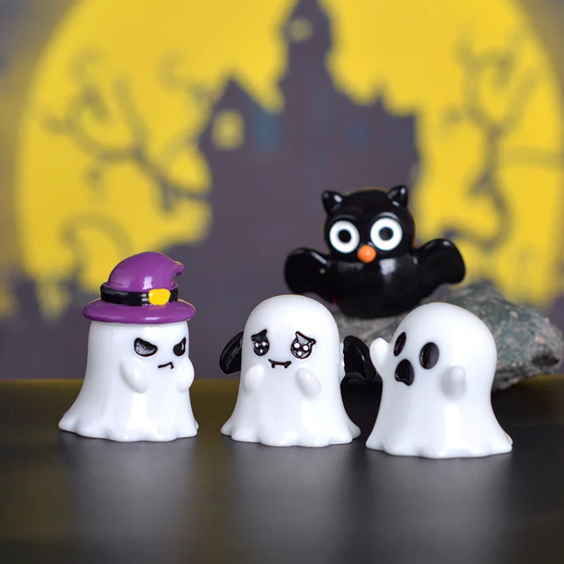 Figurine Miniature Lovely Cartoon Pumpkin Ghost Micro Landscape Ornaments For Halloween Decorations Home Office Desk Room Decor miniature duck figurines miniature ornament miniature figurines ghost ornament ornament crafts