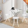32" Round Folding Commercial Banquet Table, Portable Plastic Coffee Card Dining Table for Kitchen or Outdoor Party Wedding Event 5