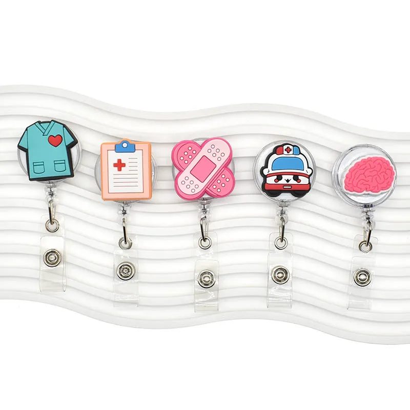 Badge Holder 1PCS Cartoon Badge Reel Retractable ID Lanyard Name Tag Card Badge Holder Clip Doctor Nurse Office Supplies Credential Holder
