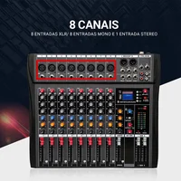 VEDO 8 Channel Professional Audio Mixer Portable Sound Mixing Console USB Interface Digital MP3 Computer Input Audio Recording 4