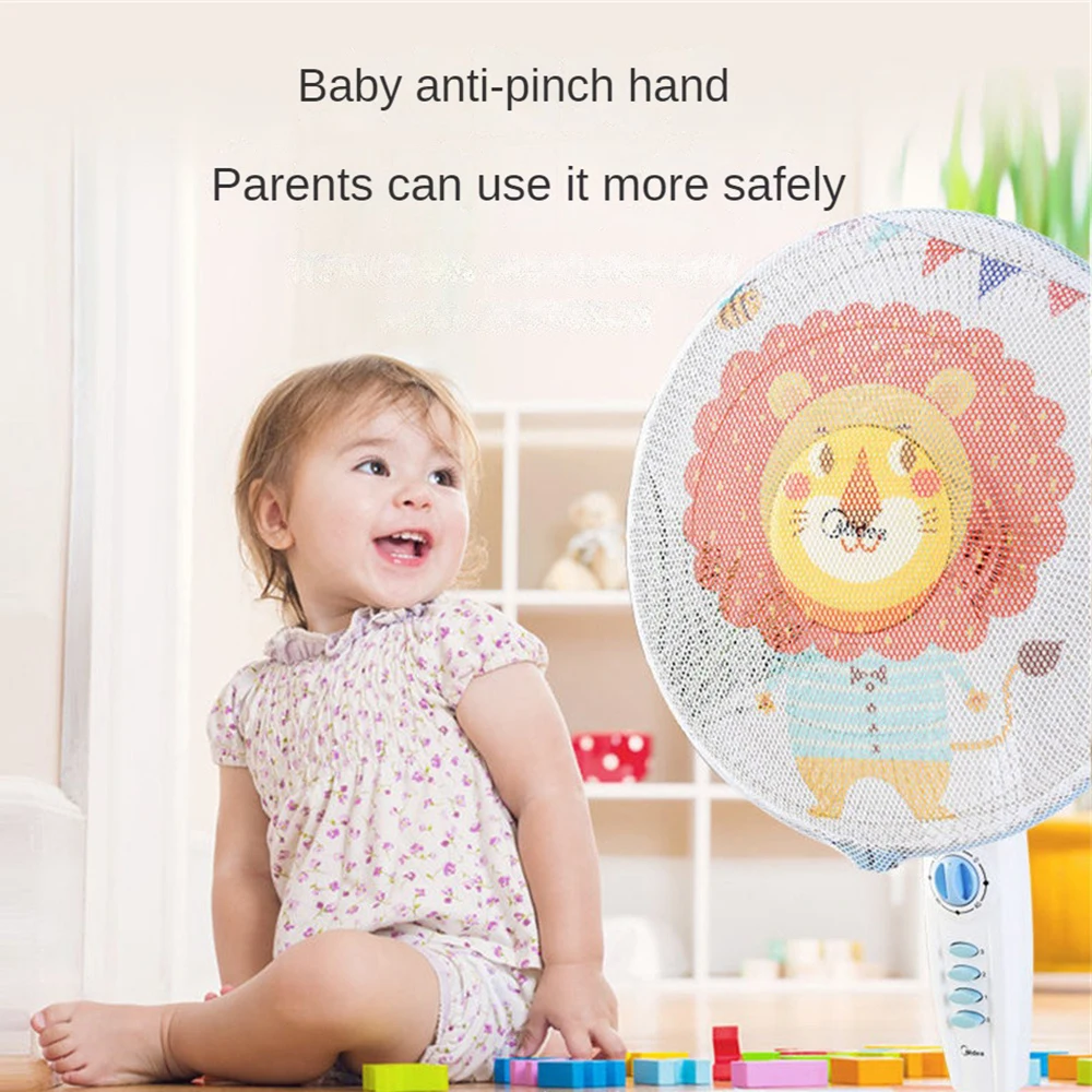 Cartoon Fan Cover Round Electric Fan Protective Cover Household Anti-pollution Anti Pinch Hand Dust fan cover