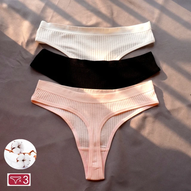 Tanga Female Cotton Seamless  Womens Thong Underwear 3 Pcs - 3 Pcs/set  Women's - Aliexpress