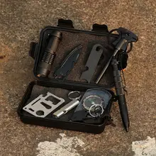 

Survival kit set military outdoor travel mini camping tools aid kit emergency multifunct survive Wristband whistle blanket knife