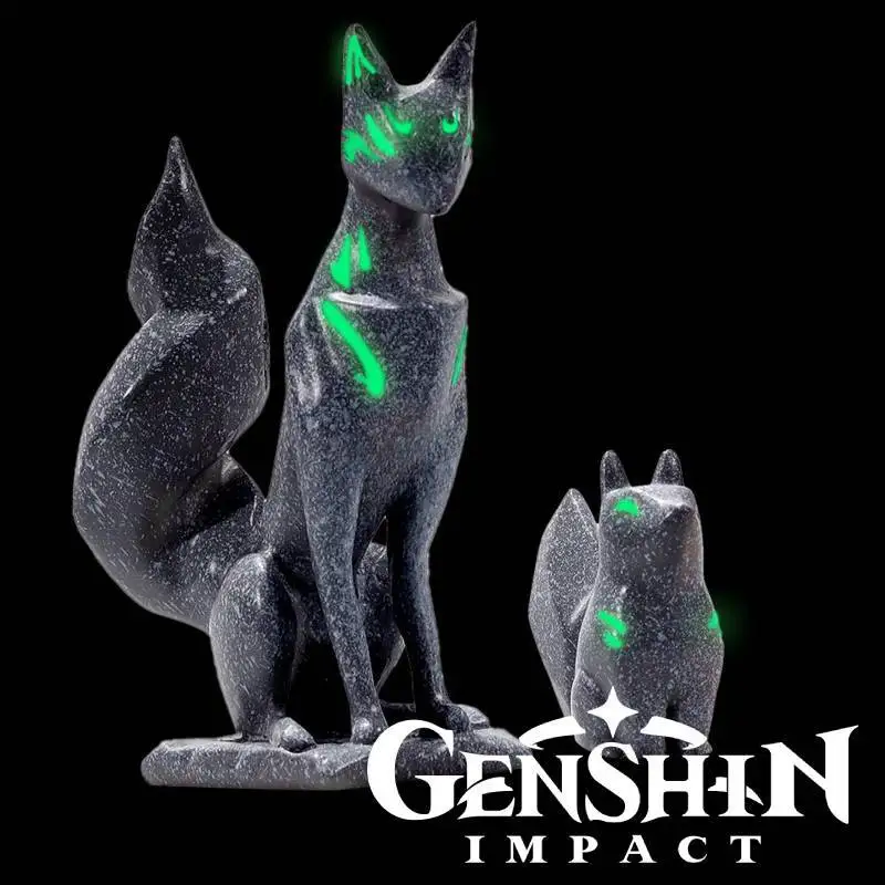 

Genshin Impact иназума лиса статуя светящиеся животные камень лиса мебель Декор комната коллекционные игрушки подарки