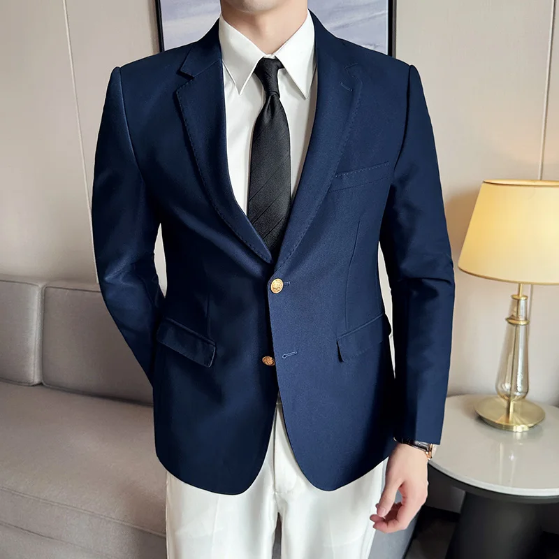 T90 하이 엔드 블레이저 남성용 더블 단추 세트, 비즈니스 캐주얼 텍스처, 싱글 세트 남성 의류 
