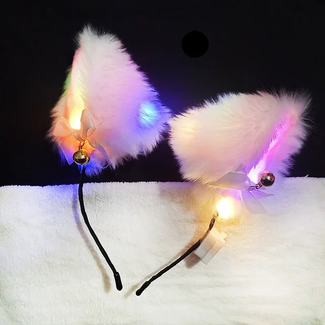 LED Faux Fur Cat Ears Headband 2