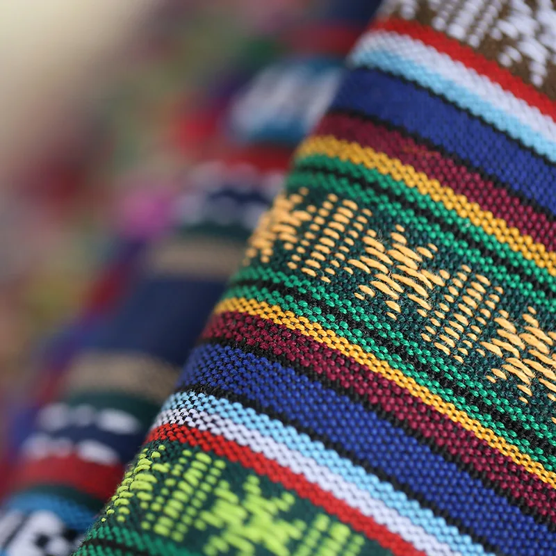 Tela de lino 100% poliéster, tejido grueso étnico impreso, tela de lona, costura hecha a mano, decoración de retales, 18 colores