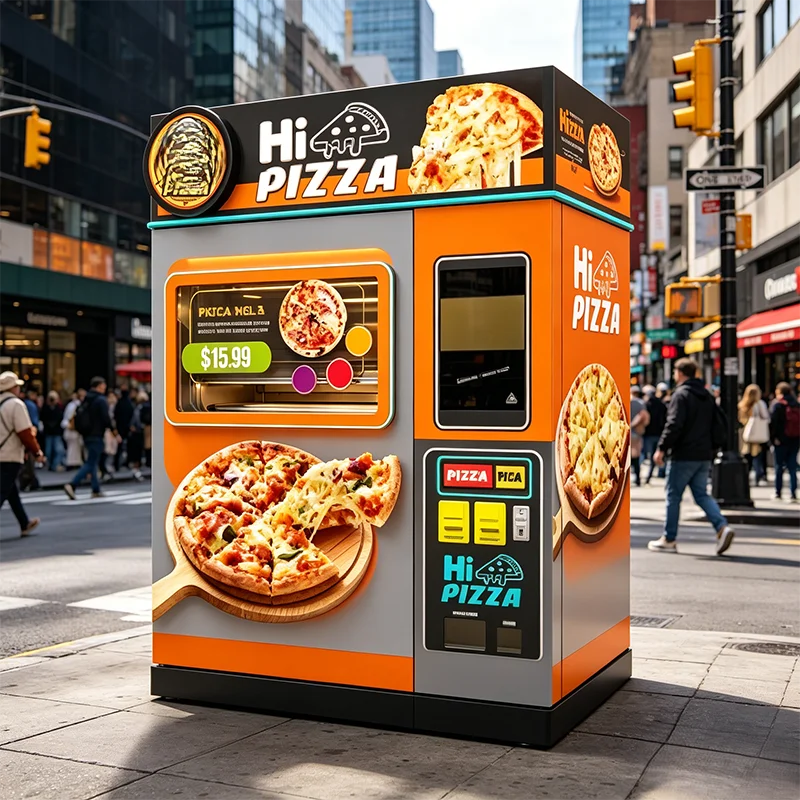 Automatic Pizza Vending Machine with 3 Layer Glass Insulation Heat Retention Oven 5