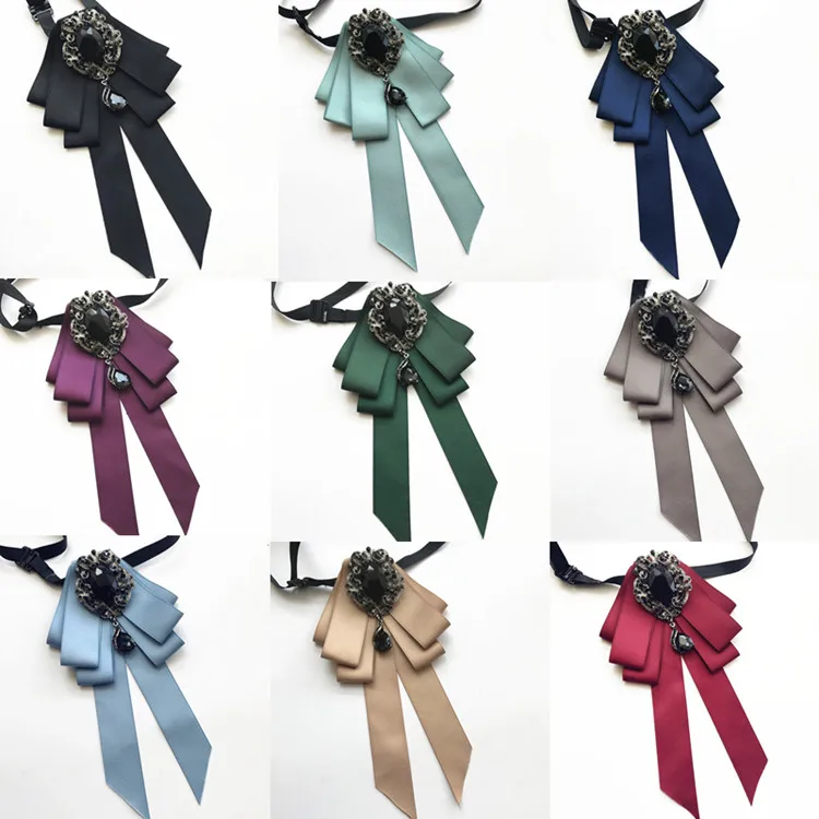 Vintage Kristall Stoff Fliege Brosche Koreanische Mode Bowties Krawatten für Frauen Weißes Hemd Kragen Luxus Schmuck Zubehör – Detail 2